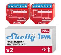 Shelly Plus 1PM - Module relais interrupteur connecté 16A, Wi-Fi et Bluetooth, Compteur d'énergie intégré, Domotique lampes connectées, Compatible Alexa Google Home, App iOS Android - Lot de 2
