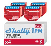 Shelly Plus 1PM - Module relais interrupteur connecté Wi-Fi 16A, Compteur d'énergie intégré, Domotique lumières connectées, Compatible Alexa Google Home, App iOS Android - Lot de 4