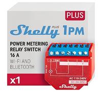Shelly Plus 1PM - Module relais interrupteur connecté Wi-Fi 16A, Compteur d'énergie intégré, Domotique lumières connectées, Compatible Alexa Google Home, App iOS Android