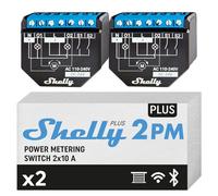 Shelly Plus 2PM - Interrupteur volet roulant connecté Wi-Fi, 2 Canaux - 16A, Compteur d'énergie connecté, Maison Domotique, Alexa & Google Home, App iOS Android - Lot de 2