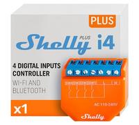Shelly Plus i4 | Module pour Commande à Distance | 4 entrées | Domotique | Horaires et scènes intelligentes | App iOS Android | Aucun hub requis | 110-240 V AC | scripts Java