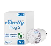 Shelly Plus Plug S - Blanc | Prise connectée Wi-Fi programmable 12A | 2500 W | Horaires & Minuteur | Compteur de consommation | Télécomande | Alexa & Google Home | App iOS, Android