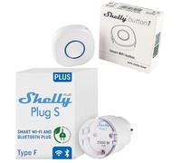 Shelly Plus Plug S + bouton 1 Prise intelligente fonctionne avec Alexa et Google Home, programmable avec commande vocale, Bluetooth ; appareil Wi-Fi pour automatiser les appareils