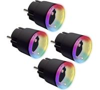 Shelly Plus Plug S Lot de 4 prises intelligentes fonctionnent avec Alexa et Google Home, programmable avec commande vocale, Bluetooth, appareil Wi-Fi pour automatiser les appareils Noir