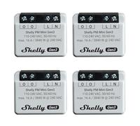 Shelly PM Mini Gen 3 | Lot de 4 | Compteur de puissance intelligent WiFi et Bluetooth 1 canal 16 A | Domotique | Compatible avec Alexa et Google Home | Application iOS Android | Pas de hub nécessaire