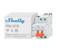 Shelly Pro 2CB C63A - Disjoncteur modulaire intelligent unipolaire Wi-Fi, LAN et Bluetooth, sur rail DIN, Commande à distance app, Compatible avec Alexa, Google Home, Protection Sur/Sous-tension