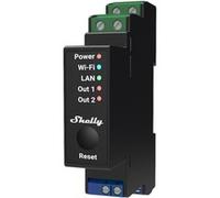 Shelly Pro 2PM - Interrupteur connecté sur rail DIN, W-Fi, LAN Biphasé - 25 A, Compteur consommation électrique, Contrôle à distance Éclairage, app iOS Android, Compatible Alexa, Google Home