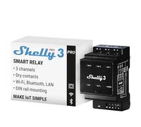 Shelly Pro 3 - Interrupteur connecté sur rail DIN, Commutateur W-Fi, LAN, Triphasé - 48 A, Contacts secs, Contrôle à distance Éclairage, app iOS, Android, Compatible Alexa, Google Home, SmartThings