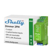 Shelly Pro Dimmer 2PM - Variateur de lumière Wi-Fi, LAN, Compteur de consommation intégré, 2 canaux (200W chacun), sur Rail DIN, Halogènes et LED, Compatible Alexa & Google Home, App iOS & Android