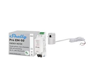Shelly Pro EM 50A | Compteur électrique monophasé par impulsion | 2 canaux | LAN, Wi-Fi & Bluetooth & Split Core Current Transformer 50A | Pince ampèremétrique | Domotique
