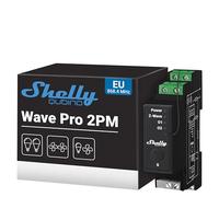 Shelly Qubino Wave Pro 2PM - Interrupteur connecté Z-Wave, 2 canaux - 25 A, Compteur consommation électrique intégré, Montage sur rail DIN, Éclairage conntecté, Passerelle Z-Wave requise