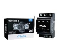 Shelly Qubino Wave Pro 3 - Interrupteur connecté Z-Wave (868,4 MHz), 3 canaux - 48 A, Contacts secs, Montage sur rail DIN, Éclairage conntecté, Passerelle Z-Wave requise