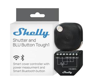 Shelly Shutter et Shelly BLU Button Tough 1 - Module interrupteur volet roulant connecté avec télécommande, 110-240 V, 4A, Mesure consommation, Horaires, Compatible Alexa, Google Home, Smart Things