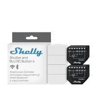 Shelly Shutter et Shelly BLU RC Button 4 - Deux Modules interrupteur volet roulant connecté avec télécommande, 110-240 V, 4A, Mesure consommation, Horaires, Compatible Alexa, Google Home, Smart Things