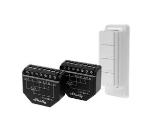 Shelly Shutter (x2) + Bouton RC BLU 4 - Kit intelligent double pour volets roulants et stores