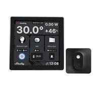 Shelly Wall Display Noir + Blu H&T Noir (Bundle), Kit domotique Wi-Fi & Bluetooth, Panneau de contrôle, Capteur de température et d’humidité, Relais interrupteur 5A, Thermostat, Mesure consommation