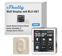 Shelly Wall Display White + Blu H&T Ivory (Bundle), Kit domotique Wi-FI & Bluetooth, Panneau de contrôle, Capteur de température et d’humidité, Relais Interrupteur 5A, Thermostat, Mesure consommation