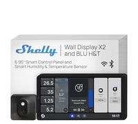 Shelly Wall Display x2 Noir et Shelly BLU H&T Noir - Panneau de commande Domotique Wi-Fi avec thermomètre, hygromètre, Écran tactile 6.95’’, Interrupteur 5A, Thermostat, Shelly App & Home Assistant