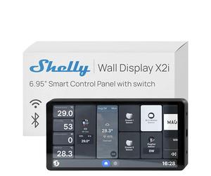 Shelly Wall Display X2i Argent - Panneau de commande Domotique, Wi-Fi et Bluetooth, Commutateur dispositifs connectés et scènes, Écran tactile 6.9”, Haut-parleur, Relais 5A, Shelly app, Home Assistant