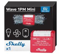 Shelly Wave 1PM Mini - Micromodule relais interrupteur Z-Wave, 1 Canal 8A 240 V AC, Éclairage connecté, Ouvre-porte de garage connecté, Commande à distance, Paserelle Z-Wave requise