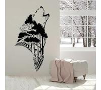 SHELOG Autocollant mural abstrait tête de loup silhouette nature forêt créative vinyle fenêtre autocollant animal chambre salon maison art décoration
