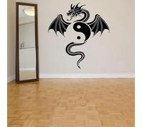 SHELOG Yin Yang Dragon Flying Dragon Wall Sticker vinyle autocollant Dragon Reptile Yin Yang tatouage sticker mural décor à la maison salon décoration murale