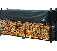 Shelter Logic étagère en métal pour bois de cheminée avec couvercle noir 238,3 x 36,3 x 118,9 cm