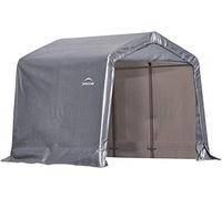ShelterLogic Abri de Jardin de 2,4 x 2,4 m avec Cadre en métal en Acier et Toit en Pointe avec Housse imperméable et ancrages de tarière réutilisables très résistants, Gris