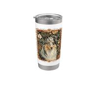 Sheltie bleue Merle Style floral William Morris Gobelet isotherme en acier inoxydable double paroi