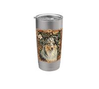 Sheltie bleue Merle Style floral William Morris Gobelet isotherme en acier inoxydable double paroi