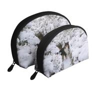 Sheltie d'hiver Fond d'écran, Trousse de Maquillage Coquille Femme Petit Porte-Monnaie Trousse de Toilette Trousse à cosmétiques 2 pièces