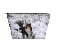 Sheltie d'hiver Fond d'écran, Trousse de Toilette Trousse de Maquillage Sac à cosmétiques Trousse de Toilette de Voyage Portable