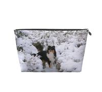 Sheltie d'hiver Fond d'écran, Trousse de Toilette Trousse de Maquillage Sac à cosmétiques Trousse de Toilette de Voyage Portable