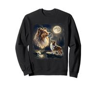 Sheltie Dog Lover Howling to The Moon Vintage années 90 Night Sky Sweatshirt