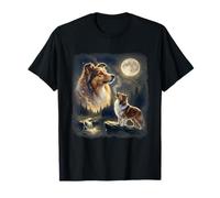 Sheltie Dog Lover Howling to The Moon Vintage années 90 Night Sky T-Shirt