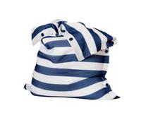 Shelto Pouf Géant Tissu Mesh3D Rayures Blanc/Bleu Navy - 125 x 175 cm - Polyester - Flottant - Housse Lavable - Fabriqué en France