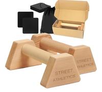 Sheltter Barres parallèles de callisthénie en bois avec sac de transport + coussinets de préhension | Barres Push Up antidérapantes - Support de flexions pour intérieur/extérieur - Accessoires