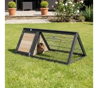 Shelty Pet Clapier Extérieur en Bois de Sapin Thermo-traité | Cage pour Petits Animaux avec Toit Triangulaire Protecteur | L116xP50xH41cm - Conception Aérée avec 2 Portes - Peinture Non Toxique