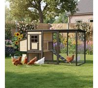 Shelty Pet Poulailler Extérieur en Bois FSC Thermo-traité | Espace pour 4-5 Poules 200x75,5x103 cm | Toit Bitumé Imperméable, Structure Robuste, Nichoir et Perchoirs Intégrés