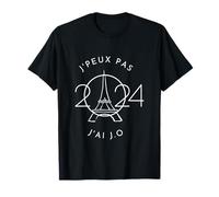 ShemSem T-Shirt Spécial Supporters 'J'Peux pas j'ai JO' Noir Uni Coupe classique Manche courte Col rond Ras du cou T-Shirt Unisex Adulte S