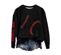 Shenanigans Coordinator Sweat-shirt pour femme sans capuche avec lettres imprimées de football, look sportif, coupe ample, coupe droite, design tendance, sweat à manches longues, Noir , S