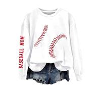 Shenanigans Coordinator Sweat-shirt pour femme sans capuche avec lettres imprimées de football, look sportif, coupe ample, coupe droite, design tendance, sweat à manches longues, blanc, XL
