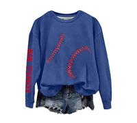 Shenanigans Coordinator Sweat-shirt pour femme sans capuche avec lettres imprimées de football, look sportif, coupe ample, coupe droite, design tendance, sweat à manches longues, bleu, S