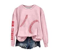 Shenanigans Coordinator Sweat-shirt pour femme sans capuche avec lettres imprimées de football, look sportif, coupe ample, coupe droite, design tendance, sweat à manches longues, rose, XL