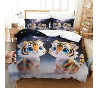 shenfuyu Tiger Housses De Couettes Parure De Lit 3 Pièces en Microfibre avec Impression 3D Housse De Couette Setit Fermeture Éclair Et Taie d'oreiller King(220x240 cm)