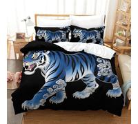 shenfuyu Tiger Parure De Lit 3D,Microfibre Housse De Couette Et Taies d'oreiller,Fermeture Éclair,3 Pièces Ensemble De Literie Housses De Couettes King(220x240 cm)