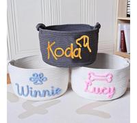 SHENGBEIDZ Panier À Jouets Personnalisé for Animaux De Compagnie, Boîte À Jouets for Chien, Panier De Rangement for Jouets for Chat, Coffret Cadeau Personnalisé for Nouveau Chiot(35X19X13cm)