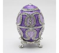 Shengbeifan Boîte à bijoux en forme d'œuf de style Fabergé vert - Boîte à bijoux unique peinte à la main émaillée à la main, objet de collection, cadeau unique pour décoration d'intérieur (violet)