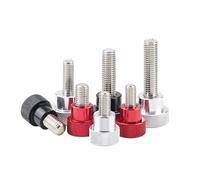 SHENGG Vis à main M5 M6 en acier inoxydable, avec poignée en alliage d'aluminium, tête haute moletée, serrage à la main, vis à pouce, longueur de filetage 10-100mm(M6x60-D12x20 Red)