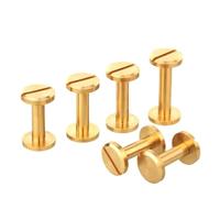 SHENGG Vis à tête plate en cuivre M3/M4, Rivet fendu, paire de serrure de sac de ceinture, connexion de tête de boucle, accessoires en cuir, poinçonnage, décoration DIY(M4x6x8 (5Set))